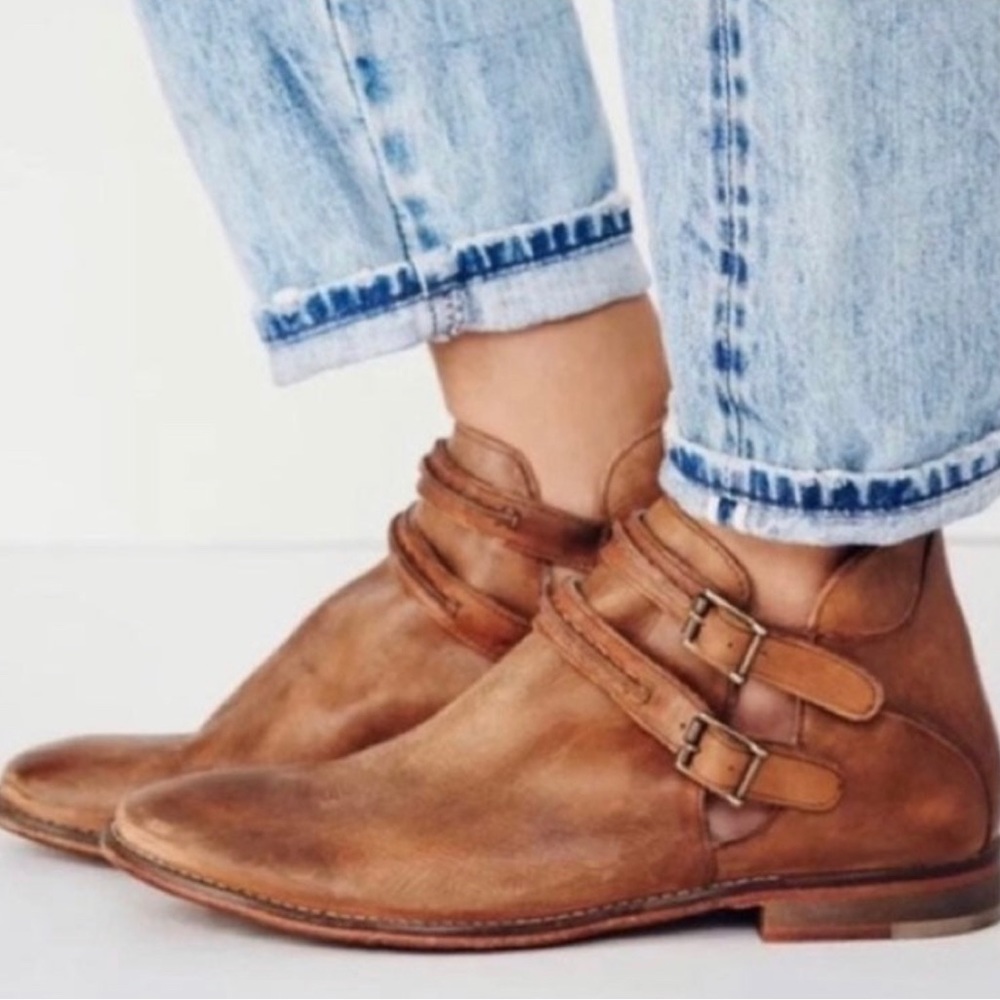 Brown leather Free People booties.